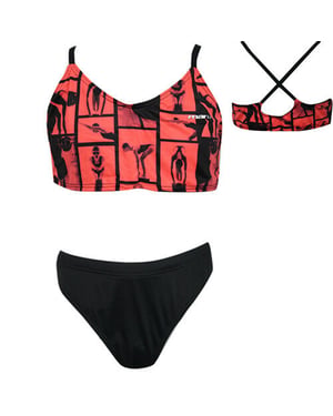 Maru Black Fluro Peach Womens Bikini Set