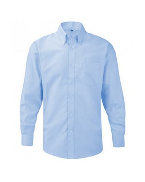 Russell Collection Mens Long Sleeve Easy Care Oxford Shirt (Oxford Blue)