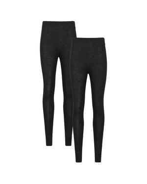 Mountain Warehouse Dames/Dames Merino Wol Base Layer Onderbroek (Set van 2) (Zwart)