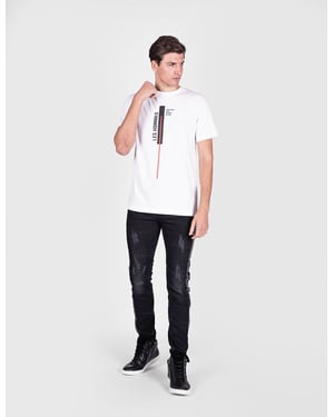 Les Hommes T-shirt Vertikal Linje Herr Vit