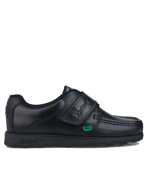Boy's Kickers Junior Fragma Strap Leather Shoe in Black