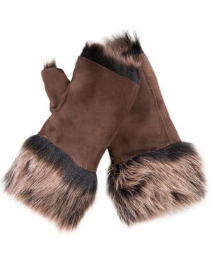 Womens Shearling Wanten Vingerloze manchetten Toscana Suède Schapenvacht Bont
