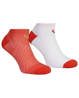 Asics Motion Dry 2-Pack Womens White/Peach Socks