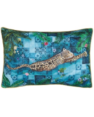 Paoletti Majorelle Leopard Moroccan Piped Outdoor Cushion