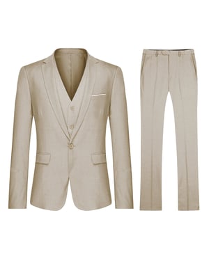 3-delad enknappskostym Beige Kostym