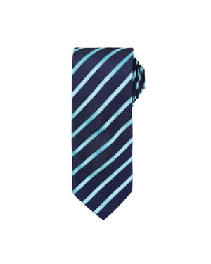 Premier Mens Stripe Tie (Navy/Turquoise)