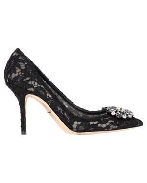 Dolce & Gabbana Spets Regnbågs Pumpar med Brosch i Svart Rayon