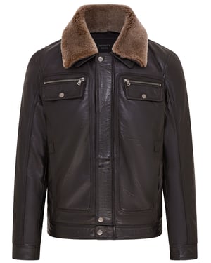 Heren Zwart Trucker Shirt Leren Jack - Tornio
