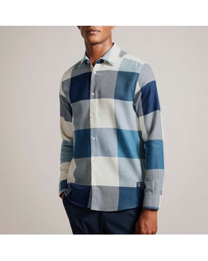 Men's Ted Baker Neetly Long Sleeve Scale Check Shirt in Blue