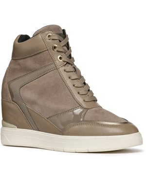 Geox D Maurica Leather Women's Dark Taupe Trainers