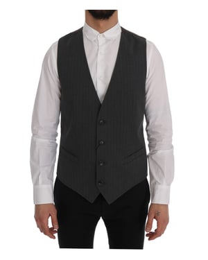 Dolce & Gabbana Grijs STAFF Katoenen Gestreept Mannen Vest