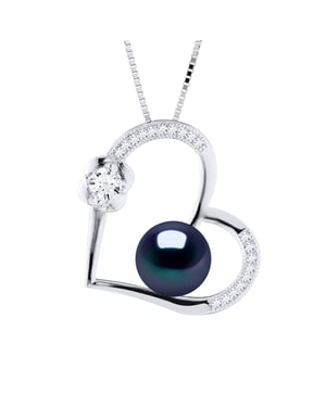 LIEFDE ketting zoetwaterparels 8-9mm Black 925