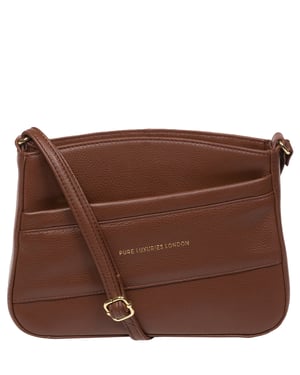 'Helena' Dark Tan Nappa Leather Cross Body Bag
