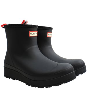 Hunter Play Shearling Insulated Short Womens Black Wellington Boots