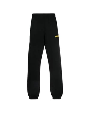 Gebroken witte Crystal Wiz slanke zwarte joggingbroek met manchetten