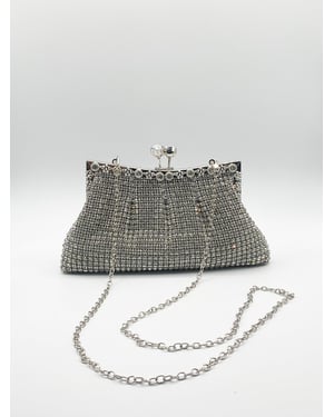 Silver Crystal Clutch Bag