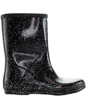 Hunter Giant Glitter Kids Black Wellington Boots