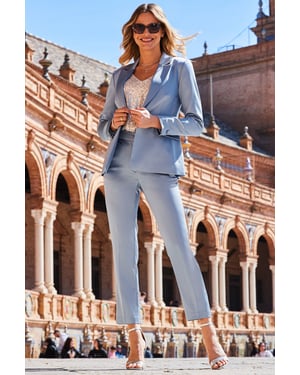 Soft Blue Premium Satin Tuxedo Trousers