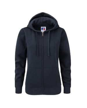 Russell Dames Premium Authentieke Hoodie met rits (3-laagse stof) (Franse marine)