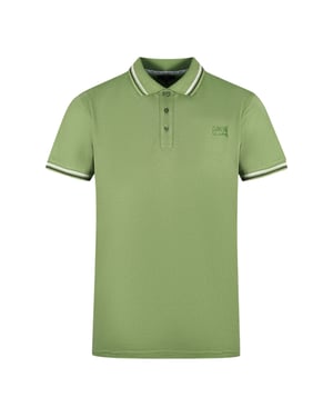 Cavalli Class Twinned Tipped Collar Green Polo Shirt