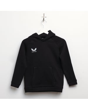 Boy's Castore Juniors Brush Back Overhead Hoodie in Black