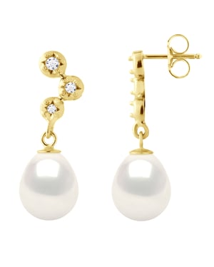 Earrings Prestige - Diamonds 0,12 Cts - Quality HSI - Yellow Gold