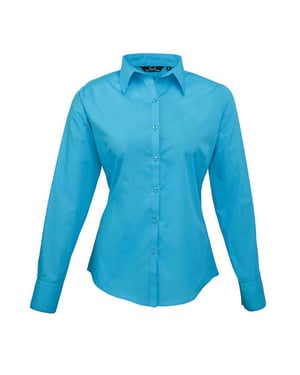 Premier Långärmad blus i poplin för damer/damer (Turkos)