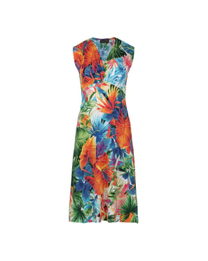Mouwloze Empire Line-jurk in Oranje print