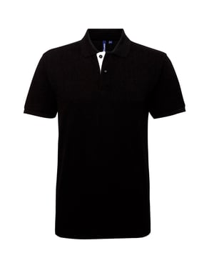 Asquith & Fox Mens Classic Fit Contrast Polo Shirt (Black/ White)
