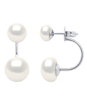 Oorbellen Duo Echte Cultiveerbare Zoetwaterparels Knop 6 en 9 mm