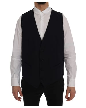 Dolce & Gabbana Mannen Blauw STAFF Wollen Stretch Vest