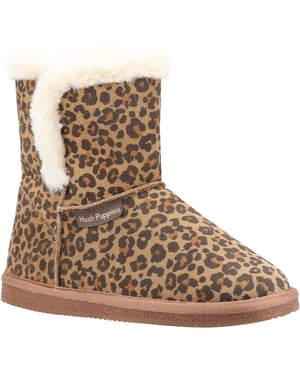Hush Puppies Womens/Ladies Ashleigh Leopard Print Suede Slipper Boots (Brown)