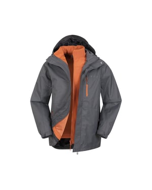 Mountain Warehouse Mens Bracken Extreme 3 in 1 Vattentät Jacka (Grå)