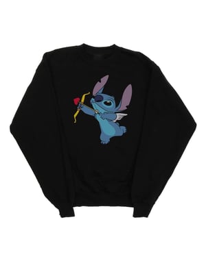 Disney Meisjes Lilo en Stitch Cupido Valentijn Sweatshirt (Zwart)
