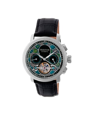 Heritor Automatic Aura herenhorloge met half skelet en lederen band