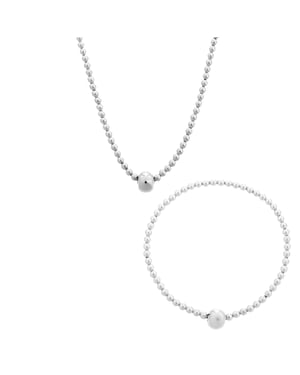 Orphelia 'Faye' Women's 925 Sterling Silver Set: Bracelet + Necklace - Silver SET-7157