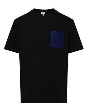 Loewe Blue Anagram Fake Pocket T-Shirt in Black