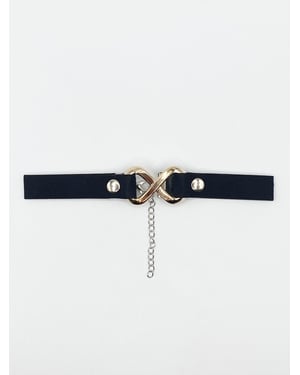 Black Faux Suede Choker Necklace With Gold Metal Centre Piece