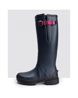 Hunter Balmoral Adjustable Rubberen Dames Navy/Peppercorn Regenlaarzen