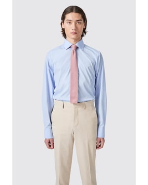 Lewes Slim Fit Spread Collar Blue Cotton Shirt