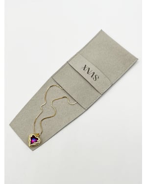 Pink Stone Heart Necklace In a Diamante Setting