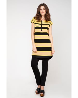 Mouwloze tuniek van gestreepte rayon-elasthanstof