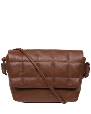 'Zoey' Dark Tan Nappa Leather Cross Body Bag