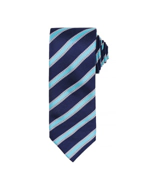 Premier Mens Waffle Stripe Formal Business Tie (Pack of 2) (Navy/ Turquoise)