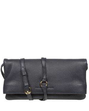 'Selene' Navy Nappa Leather Cross Body Clutch Bag