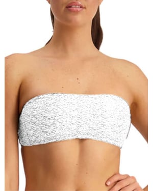 Metallic Chic Triangle Bikini Top White