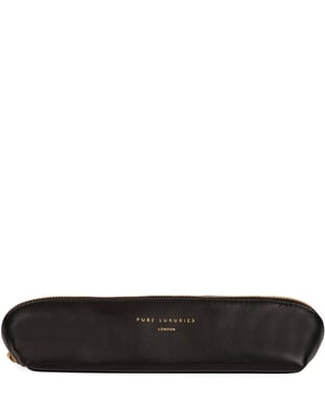 'Reeves' Black Leather Make-Up Brush Bag