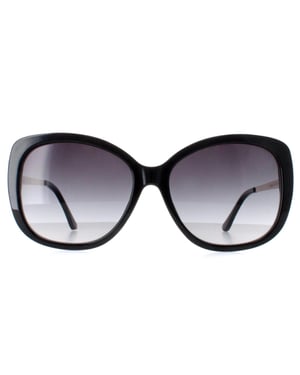 Calvin Klein CK22548S 001 glanzend zwart goud grijs gradiënt zonnebril