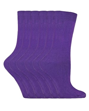 Set van 6 effen, casual katoenen damessokken - PL30 Paars