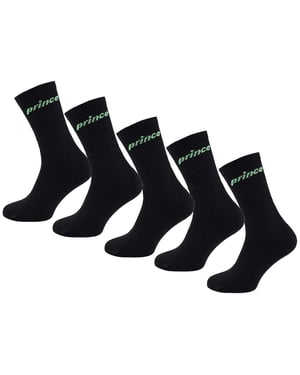 Prince Tennis 5-pack herensokken zwart/groen met kussentjes